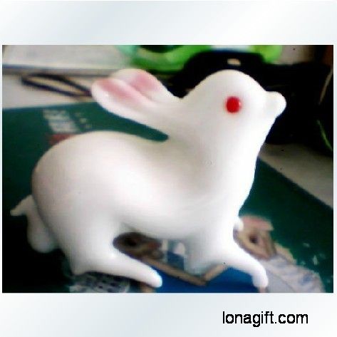 家居擺設琉璃白兔