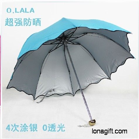 拱形三折銀膠防紫外線雨傘